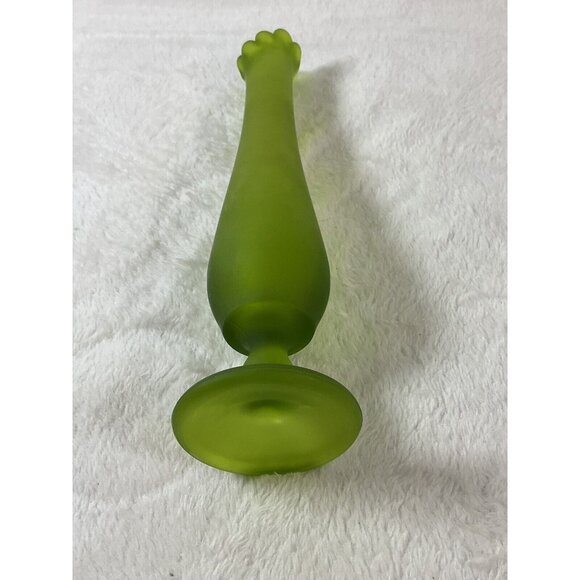 Vintage Westmoreland Green Satin Bud Swung Vase - 10" Mid Century Modern MCM - Picture 6 of 9